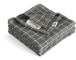 Walra Vaatdoek Katoen - Dry with Cubes - 3x 30x30 - Off Black