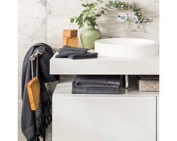 Walra Washandjes 8 stuks - 8x 16x21 - 100% Katoenen washand met ophanglusje en luxe brede boord - Antraciet