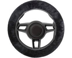 Walser Lamsvel Stuurwielhoes Auto -universele stuurwielbeschermer zwart