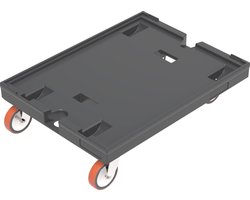 WALTHER 8620 V1 wagen, polypropyleen, zwart, laadvlak L 800 x B 600 mm, 2 zwenk- & 2 bokwielen, tot 500 kg