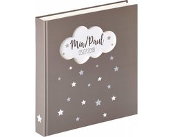 Walther Magical - Babyalbum - 28 x 30,5 cm - 50 pagina's - Grijs met zilveren sterren opdruk en een uitstansing in de vorm van een wolk