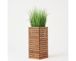 Wamat - bloembak voor binnen en buiten - plantenpot van hout met kunststof inzetstuk voor planten - 18 l - rechthoekig - voor balkon of terras (36 x 36 cm - h80)