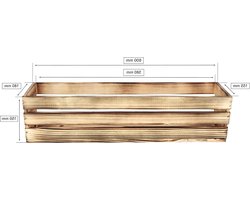 Wamat kruidenbak van hout - lange balkonbloembak - 600 x 180 x 150 mm gebrand planter box