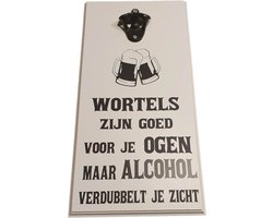 Wand Bierbord Bieropener Bier - Mancave - Kroeg - Wandbord Spreukbord Quotebord Cadeau Geschenk Verjaardag Spreuken - Quoteborden - Wand - Decoratie - Quote - Bord - Muur- Decoratie -Hout -Tekst -Handgemaakt