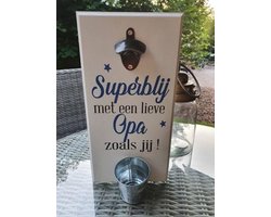 Wand bierhouder met opener tekst Opa Wand Bierbord Bieropener Vaderdag  Vader Bier Mancave Tekstbord Overkapping  Wandbord Spreukbord Quotebord Cadeau Geschenk Verjaardag Spreuken Spreuk Quoteborden Blokhut Quote Bord  Muur Hout Tekst Handgemaakt
