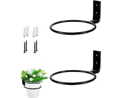 Wand Bloempot Houder Set van 2 - Plantenbak Houder voor Tuin en Balkon - Zwart