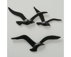 Wand - Decoratie - Wanddecoratie - Metaal - Metalen vogels - Vogels - Zwart - 35 cm - Tuindecoratie