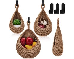 Wand fruit mand-tranen hangende mand-ui mand-jas Bohemian opslag fruit-wand haak geschikt voor keuken muren familie restaurant groenten, 3 maten (linnen)