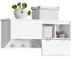 Wand Kapstok met 2 Deuren en 5 Dubbele Haken - Hemel Wit - 78x20x30 cm