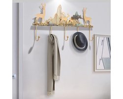 Wand Kapstok – Wandgemonteerde Coat Rack van Metaal in Goud – Decoratieve Muurkapstok met Meerdere Haken voor Hal, Slaapkamer, Woonkamer en Gang – Duurzaam Design – HomebyNicole