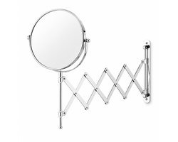 Wand make-up spiegel – Vergroting 3 keer en Diameter 17 cm – Uittrekbare arm tot 60 cm – Ronde scheerspiegel van verchroomd staal voor badkamer
