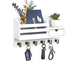 Wand Sleutelrek Hout - Sleutelhouder Wand - Muur Organizer - Entree Opbergplank - Houten Wandplank voor Hal en Woonkamer