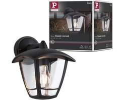 Wandarmaturen voor buiten Classic Curved IP44 164x225mm max. 12W 230V Helder, Zwart Kunststof