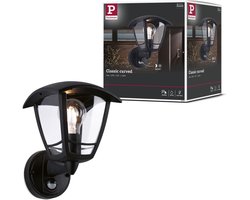 Wandarmaturen voor buiten Classic Curved Schemergestuurde bewegingsmelder (IR) IP44 hoekig 164x230 mm max. 12W 230V Zwart Kunststof