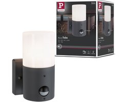 Wandarmaturen voor buiten Tubs Schemergestuurde bewegingsmelder (IR) IP44 rond 105x175 mm max. 15W 230V Grijs mat Metaal, Kunststof