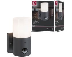 Wandarmaturen voor buiten Tubs Schemergestuurde bewegingsmelder (IR) IP44 rond 105x175mm max. 15W 230V Grijs mat Metaal, Kunststof