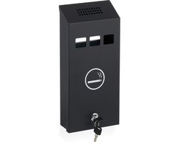 Wandasbak buiten - afsluitbaar - metaal - zwart