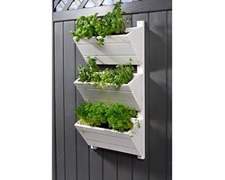 Wandbed met Plantenbakken en Bloementrap van Hout voor Tuin, Terras en Balkon - 38 x 17,5 x 79 cm - Wit