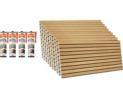 Wandbekleding Houtlook - 3D Panelen Akoestisch - Woonkamer Decoreren - Vochtbestendig Polystyreen - 100x50x2 cm - Licht Hout