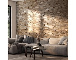 Wandbekleding Oud Hout - Houten Panelen Wanddecoratie - Muur Decoreren - Dynamisch 3D Oppervlak - 1 m2 - Natuurlijk Bruin