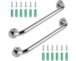 Wandbeugel - 2 Stuks - 40 Cm - Rvs- Toiletbeugel - Douchegreep - Support Mural - Toiletgreep - Badgreep - Inclusief Schroeven - Badkamer Handvat - Veiligheidsgreep - Kan in Badkamer, Keuken En Wasruimte Worden Geïnstalleerd