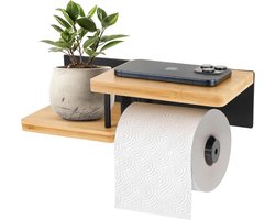 Wandbevestigd Toiletrolhouder - Zelfklevend & Met Plankje - Geschikt voor Badkamer en Keuken
