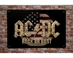 Wandbord - ACDC Rock - Metalen wandbord - Mancave - Mancave decoratie - Retro - Metalen borden - Metal sign - Bar decoratie - Tekst bord - Wandborden – Bar - Wand Decoratie - Metalen bord - UV best