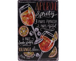 Wandbord – Aperol spritz - Cocktail - Retro - Wanddecoratie – Reclame bord – Restaurant – Kroeg - Bar – Cafe - Horeca – Metal Sign – 20x30cm