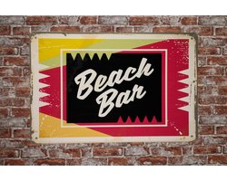 Wandbord - Beach bar - Metalen wandbord - Mancave - Mancave decoratie - Tiki - Metalen borden - Metal sign - Bar decoratie - Tekst bord - Wandborden – Bar - Wand Decoratie - Metalen bord - UV beste