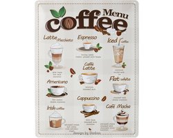 Wandbord Cafe Bar Pub Koffie - Coffee Menu