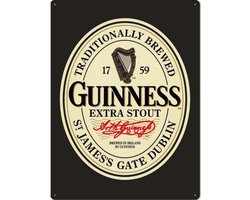 Wandbord Cafe Pub - Guinness Label Logo Extra Stout 1759 - Bier
