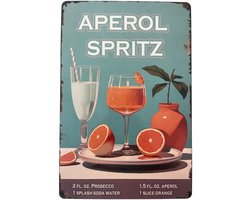Wandbord – cocktails - Aperol Spritz - Retro - Wanddecoratie – Reclame bord – Restaurant – Kroeg - Bar – Cafe - Horeca – Metal Sign – 20x30cm