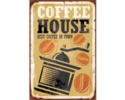 Wandbord - Coffee House Best Coffee In Town - 20x30cm
