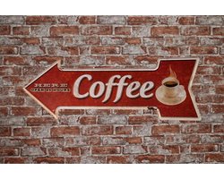 Wandbord - Coffee L - Metalen wandbord - Mancave - Mancave decoratie - Darts - Metalen borden - Metal sign - Bar decoratie - Tekst bord - Wandborden – Bar - Wand Decoratie - Metalen bord - UV beste