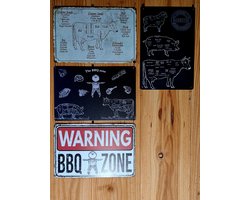 wandbord combi deal 2 - barbeque - buitenkeuken - 30x20cm - 4 stuks - ideaal cadeau - bbq - sinterklaas - kerst
