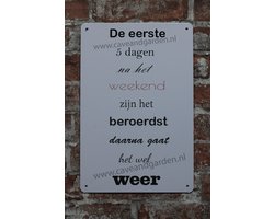 Wandbord - De eerste 5 dagen - Metalen wandbord - Mancave - Mancave decoratie - Metalen borden - Metal sign - Bar decoratie - Tekst bord - Wandborden – Bar - Wand Decoratie - Metalen bord - UV best