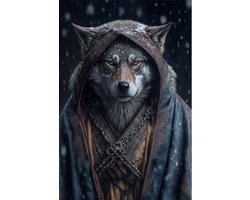 Wandbord Dieren Specials - Wolf In Kledij