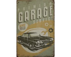 Wandbord - Garage premium service - Metalen wandbord - Mancave - Mancave decoratie - Retro - Metalen borden - Metal sign - Bar decoratie - Tekst bord - Wandborden – Bar - Wand Decoratie - Metalen b