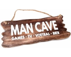 Wandbord “Man Cave” Hout Spreukbord Cadeau Decoratie Spreuk (NATUREL)_