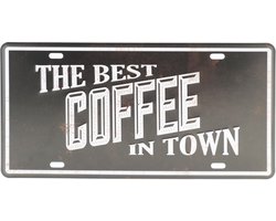 Wandbord – Mancave – Best Coffee in town – Vintage - Retro -  Wanddecoratie – Reclame bord – Restaurant – Kroeg - Bar – Cafe - Horeca – Metal Sign – Beste koffie - Koffiehuis – Starbucks - 15x30cm