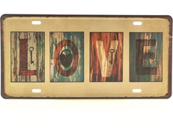 Wandbord – Mancave – Liefde – Love – Vintage - Retro -  Wanddecoratie – Reclame bord – Restaurant – Kroeg - Bar – Cafe - Horeca – Metal Sign – Ik hou van jou - 15x30cm