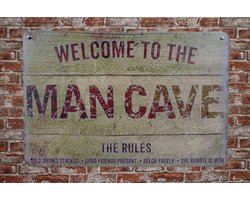 Wandbord - Mancave The rules - Metalen wandbord - Mancave - Mancave decoratie - Retro - Metalen borden - Metal sign - Bar decoratie - Tekst bord - Wandborden - Wand Decoratie - Metalen bord - UV best