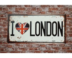Wandbord - Metalen wandbord - Londen - Metalen borden - Metalen bord - Decoratie - 15 x 30cm - Muur decoratie - Wandborden - Metal sign - Tekst bord - Cave & Garden