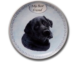 Wandbord My Best Friend Black Labrador- zwarte labrador - bord op standaard, hondenkop zwarte Labrador