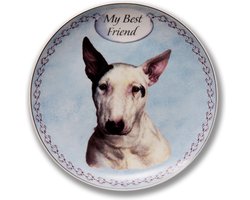 Wandbord My Best Friend, Bull Terrier, hondenkop, kado , bord op standaard