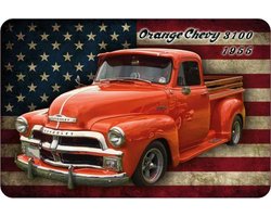 Wandbord - Orange Chevy 3100 1955 -20x30cm-