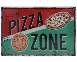 Wandbord – Pizza Zone – Italië - Pizzaria - Vintage - Retro -  Wanddecoratie – Reclame bord – Restaurant – Kroeg - Bar – Cafe - Horeca – Metal Sign - 20x30cm