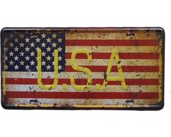 Wandbord - USA vlag - Metalen wandbord - Mancave - Mancave decoratie - Retro - Metalen borden - Metal sign - Bar decoratie - Tekst bord - Wandborden – Bar - Wand Decoratie - Metalen bord - UV beste