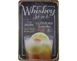 Wandbord - Whiskey Sour - Metalen wandbord - Mancave - Mancave decoratie - Metal sign - Tekst bord - Wand Decoratie - Bar decoratie - Decoratie - Muur decoratie - UV bestendig - Metalen bord - 20 x 3