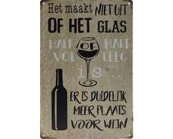 Wandbord – Wijn - Wine - Grappig - Retro - Wanddecoratie – Reclame bord – Restaurant – Kroeg - Bar – Cafe - Horeca – Metal Sign – 20x30cm